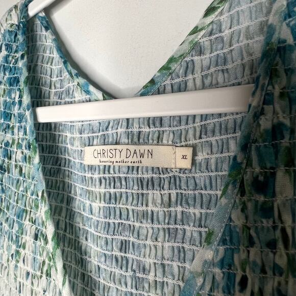 Christy Dawn Blue & Green Floral Basil Maxi Dress Size XL - Picture 11 of 12